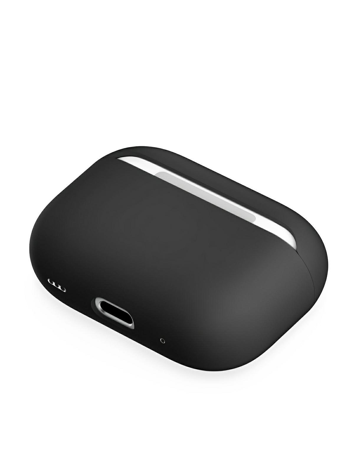 Coque en silicone pour AirPods Pro 1 Pro 2, protection souple, LED visible, charge filaire, design uni, modèle Toko - Écouteurs sans fil - Noir