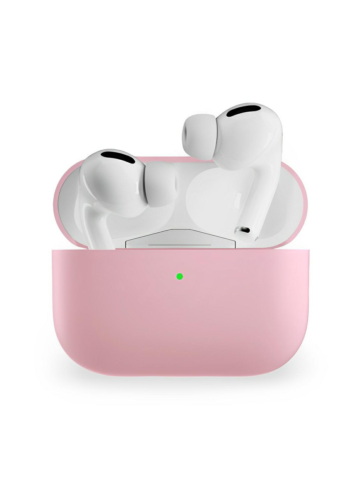 Coque en silicone pour AirPods Pro 1 Pro 2, protection souple, LED visible, charge filaire, design uni, modèle Toko - Écouteurs sans fil - Rose