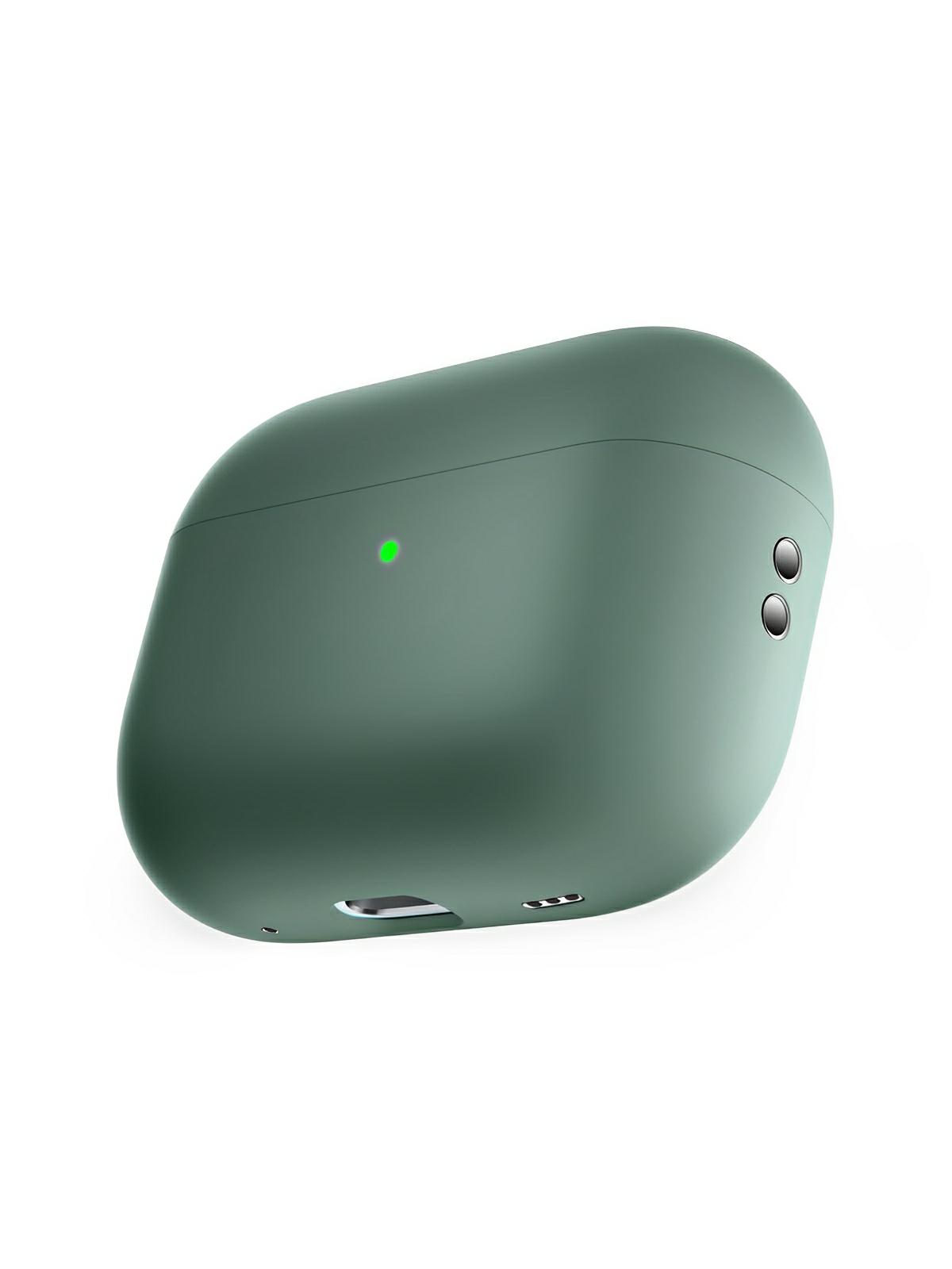 Coque en silicone pour AirPods Pro 1 Pro 2, protection souple, LED visible, charge filaire, design uni, modèle Toko - Écouteurs sans fil - Vert