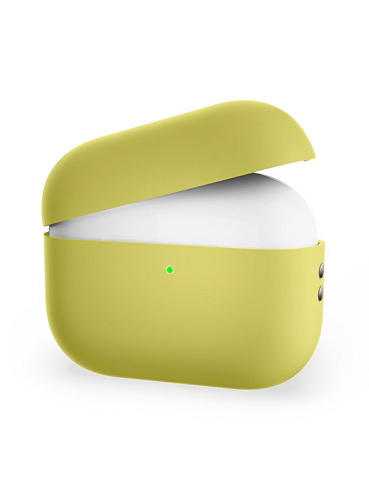 Coque en silicone pour AirPods Pro 1 Pro 2, protection souple, LED visible, charge filaire, design uni, modèle Toko - Écouteurs sans fil - Jaune