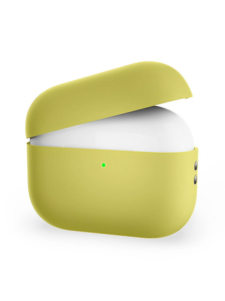 Coque en silicone pour AirPods Pro 1 Pro 2, protection souple, LED visible, charge filaire, design uni, modèle Toko - Écouteurs sans fil - Jaune