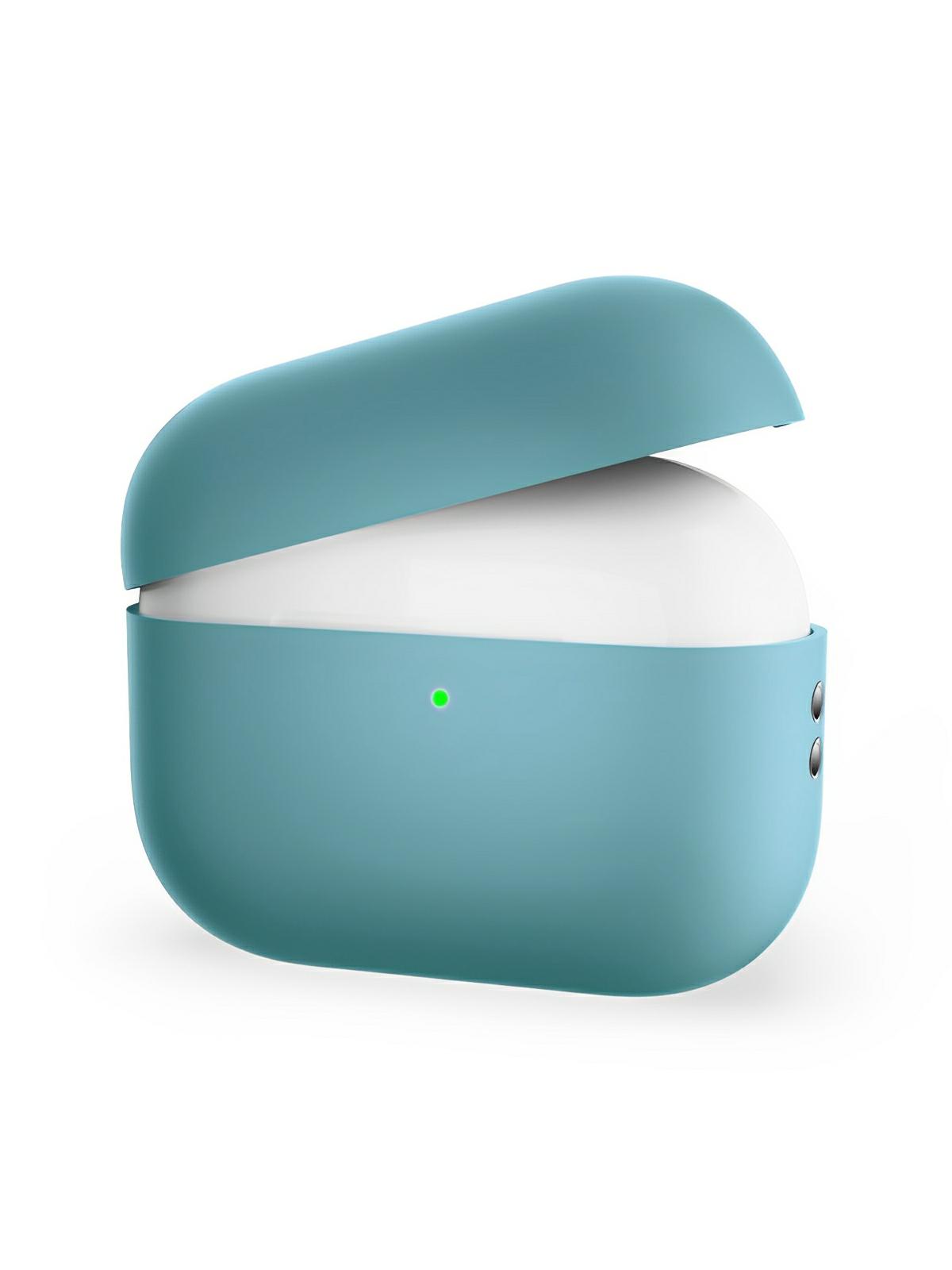 Coque en silicone pour AirPods Pro 1 Pro 2, protection souple, LED visible, charge filaire, design uni, modèle Toko - Écouteurs sans fil - Cyan