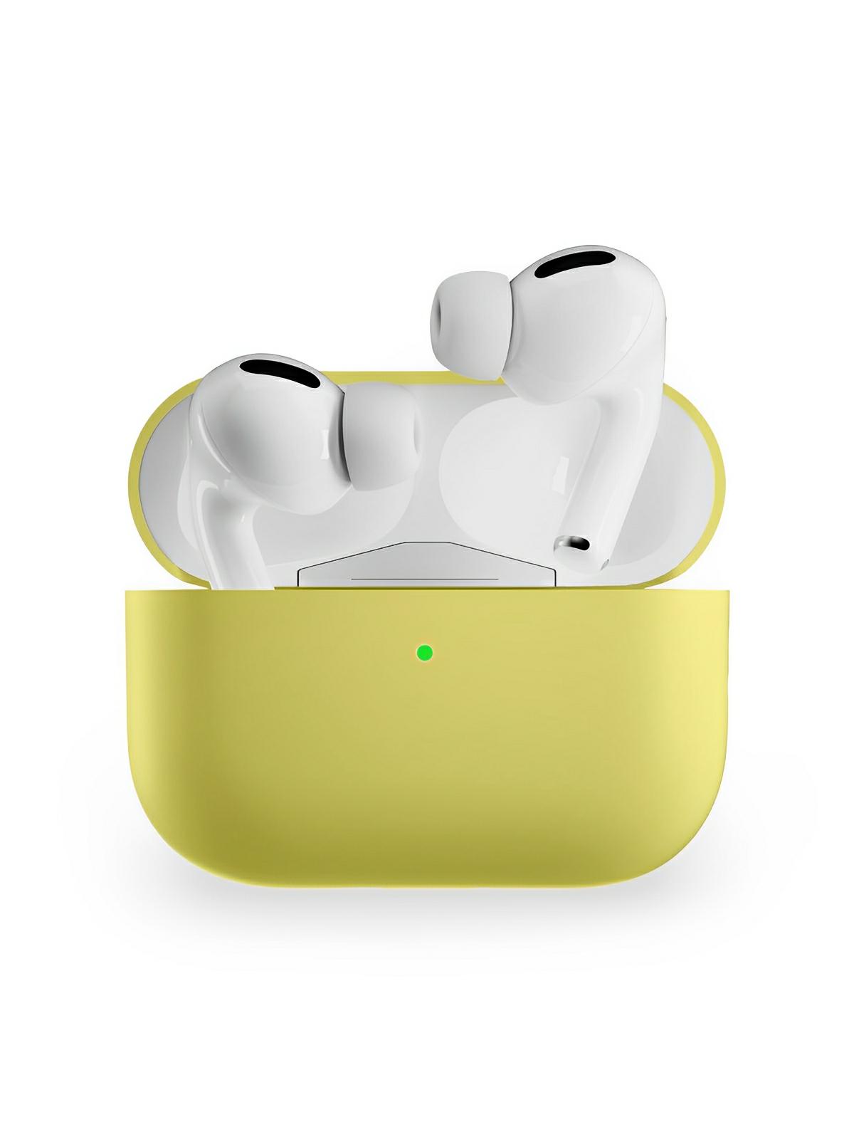 Coque en silicone pour AirPods Pro 1 Pro 2, protection souple, LED visible, charge filaire, design uni, modèle Toko - Écouteurs sans fil - Jaune