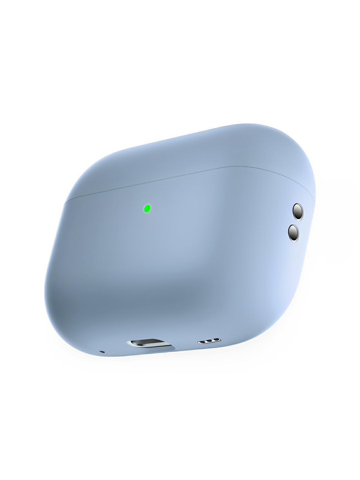 Coque en silicone pour AirPods Pro 1 Pro 2, protection souple, LED visible, charge filaire, design uni, modèle Toko - Écouteurs sans fil - Bleu ciel