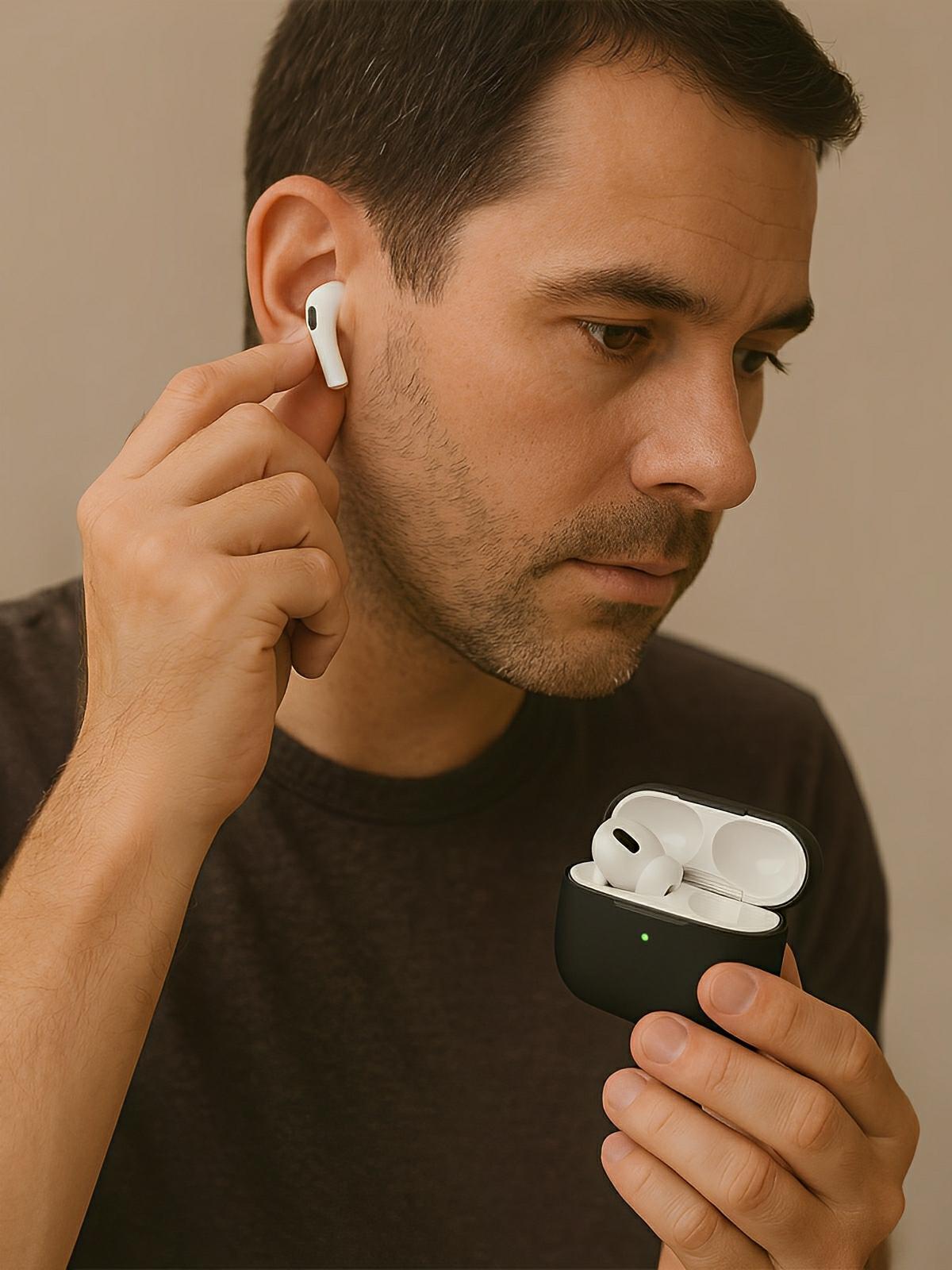 Coque en silicone pour AirPods Pro 1 Pro 2, protection souple, LED visible, charge filaire, design uni, modèle Toko - Écouteurs sans fil - Noir