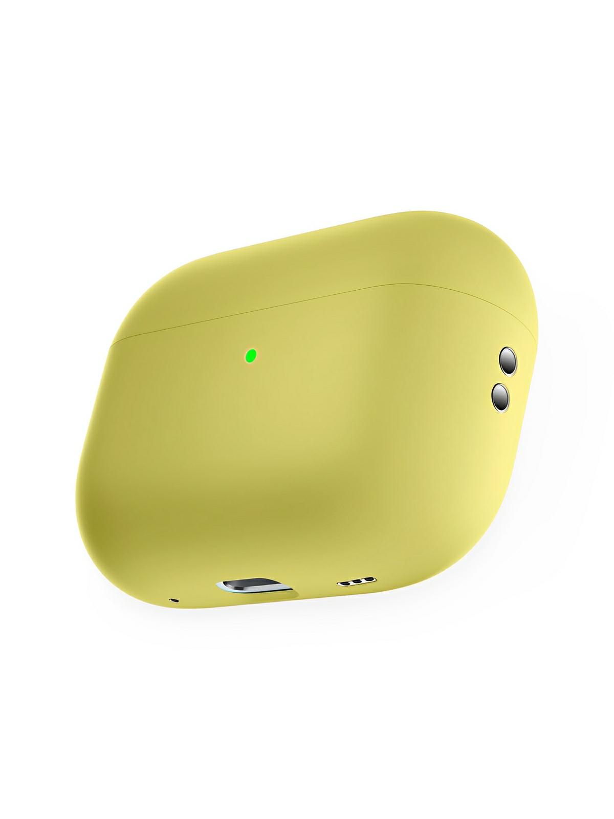 Coque en silicone pour AirPods Pro 1 Pro 2, protection souple, LED visible, charge filaire, design uni, modèle Toko - Écouteurs sans fil - Jaune