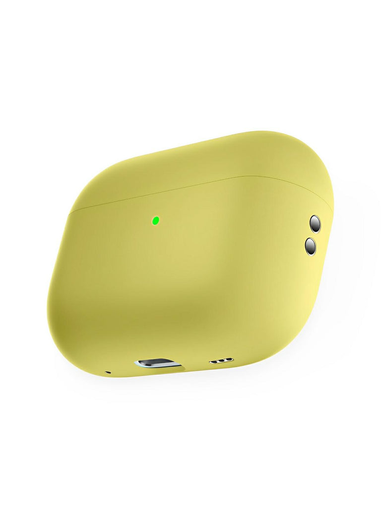 Coque en silicone pour AirPods Pro 1 Pro 2, protection souple, LED visible, charge filaire, design uni, modèle Toko - Écouteurs sans fil - Jaune