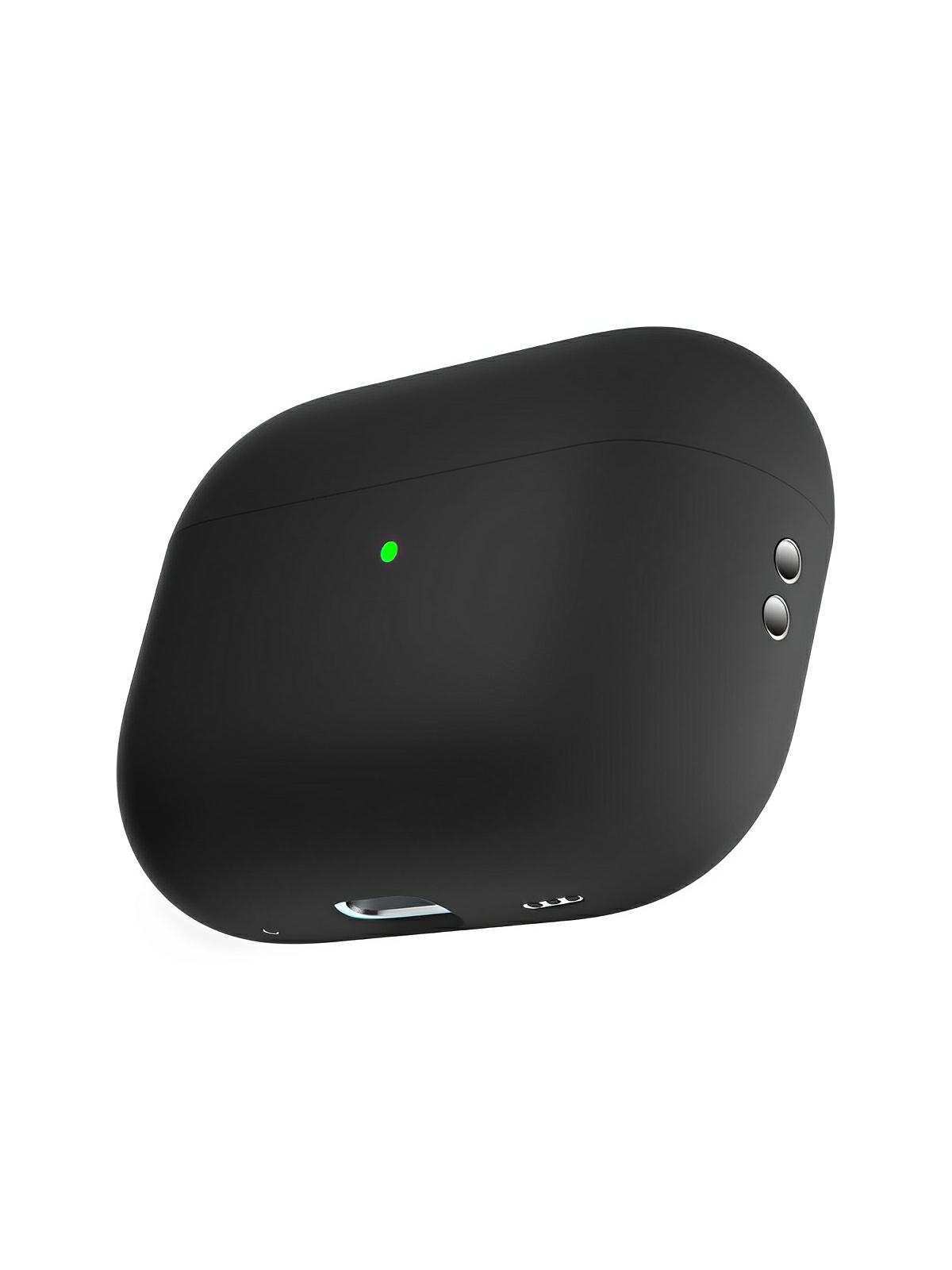 Coque en silicone pour AirPods Pro 1 Pro 2, protection souple, LED visible, charge filaire, design uni, modèle Toko - Écouteurs sans fil - Noir