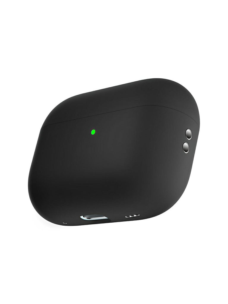 Coque en silicone pour AirPods Pro 1 Pro 2, protection souple, LED visible, charge filaire, design uni, modèle Toko - Écouteurs sans fil - Noir