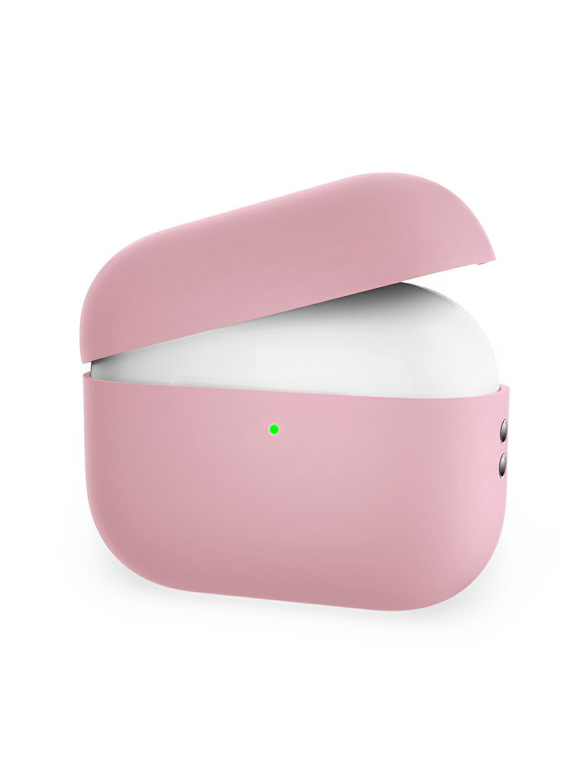 Coque en silicone pour AirPods Pro 1 Pro 2, protection souple, LED visible, charge filaire, design uni, modèle Toko - Écouteurs sans fil - Rose