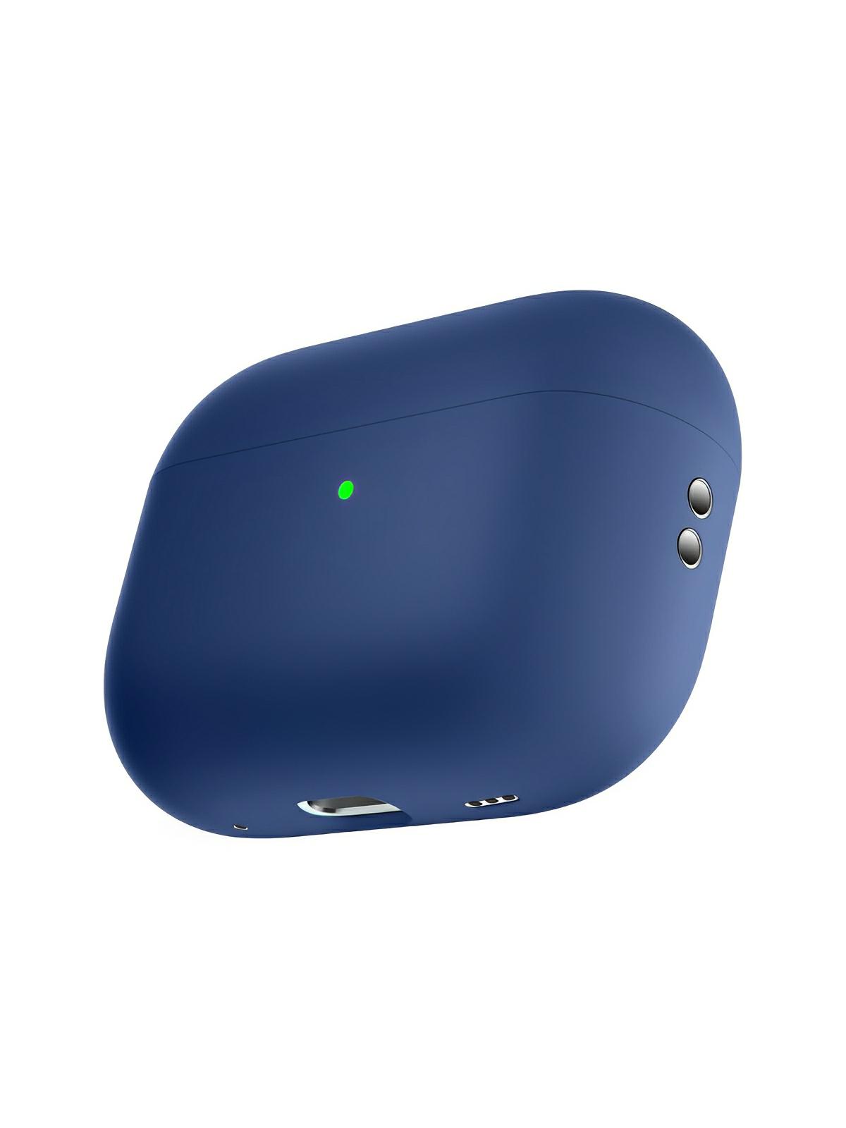 Coque en silicone pour AirPods Pro 1 Pro 2, protection souple, LED visible, charge filaire, design uni, modèle Toko - Écouteurs sans fil - Bleu