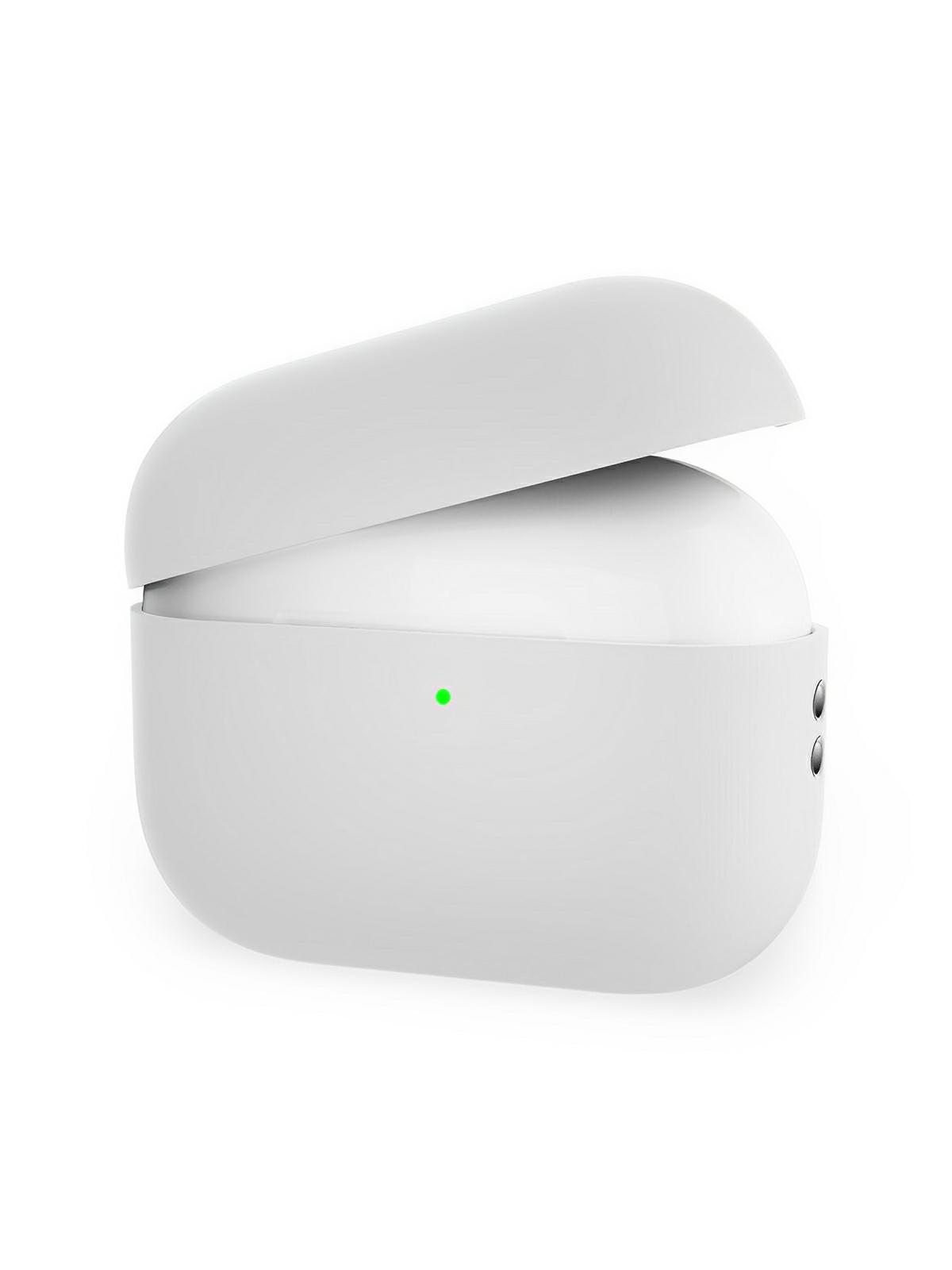 Coque en silicone pour AirPods Pro 1 Pro 2, protection souple, LED visible, charge filaire, design uni, modèle Toko - Écouteurs sans fil - Blanc