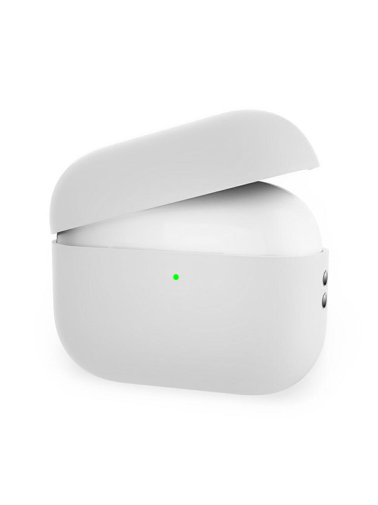 Coque en silicone pour AirPods Pro 1 Pro 2, protection souple, LED visible, charge filaire, design uni, modèle Toko - Écouteurs sans fil - Blanc