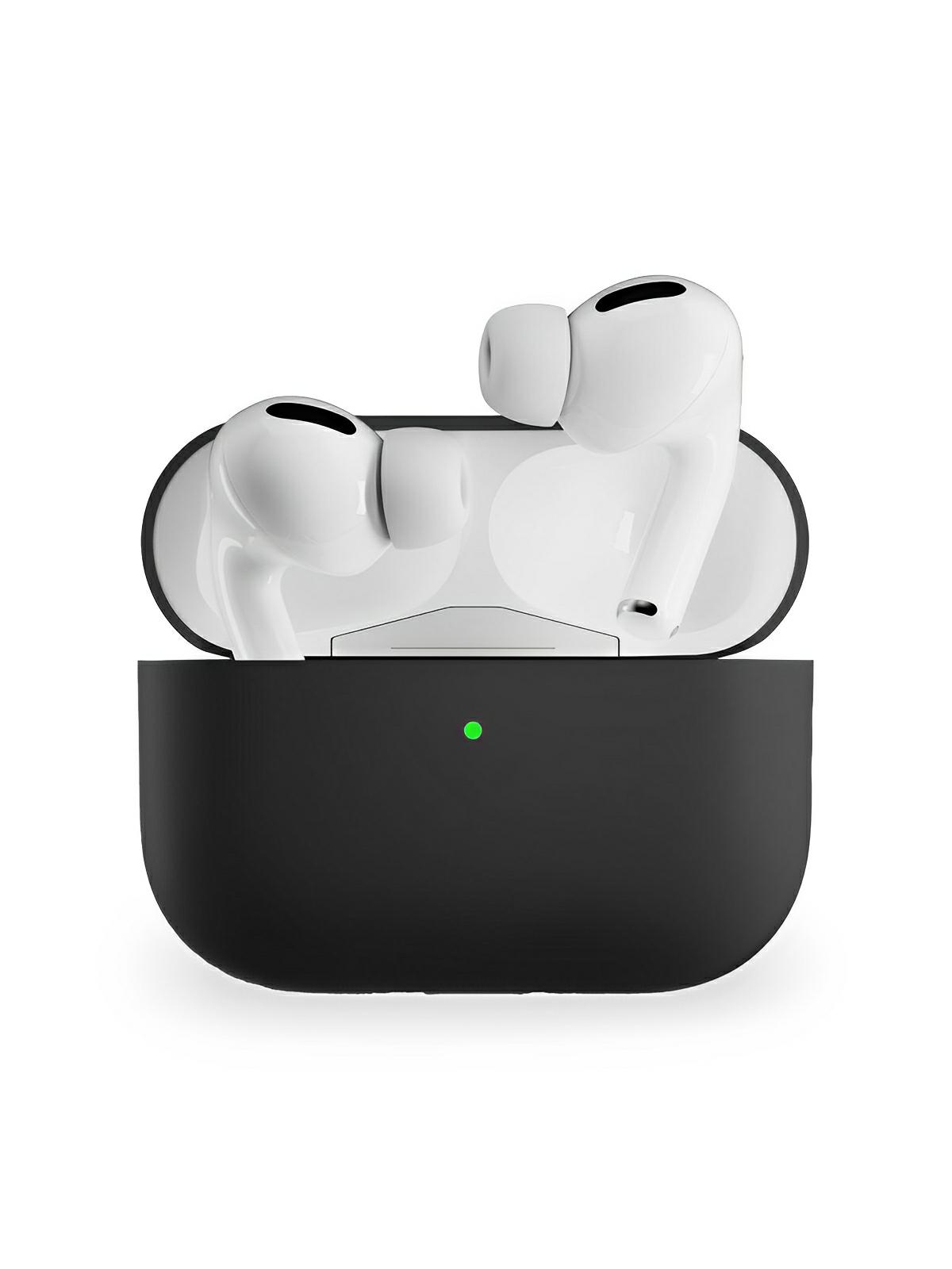 Coque en silicone pour AirPods Pro 1 Pro 2, protection souple, LED visible, charge filaire, design uni, modèle Toko - Écouteurs sans fil - Noir
