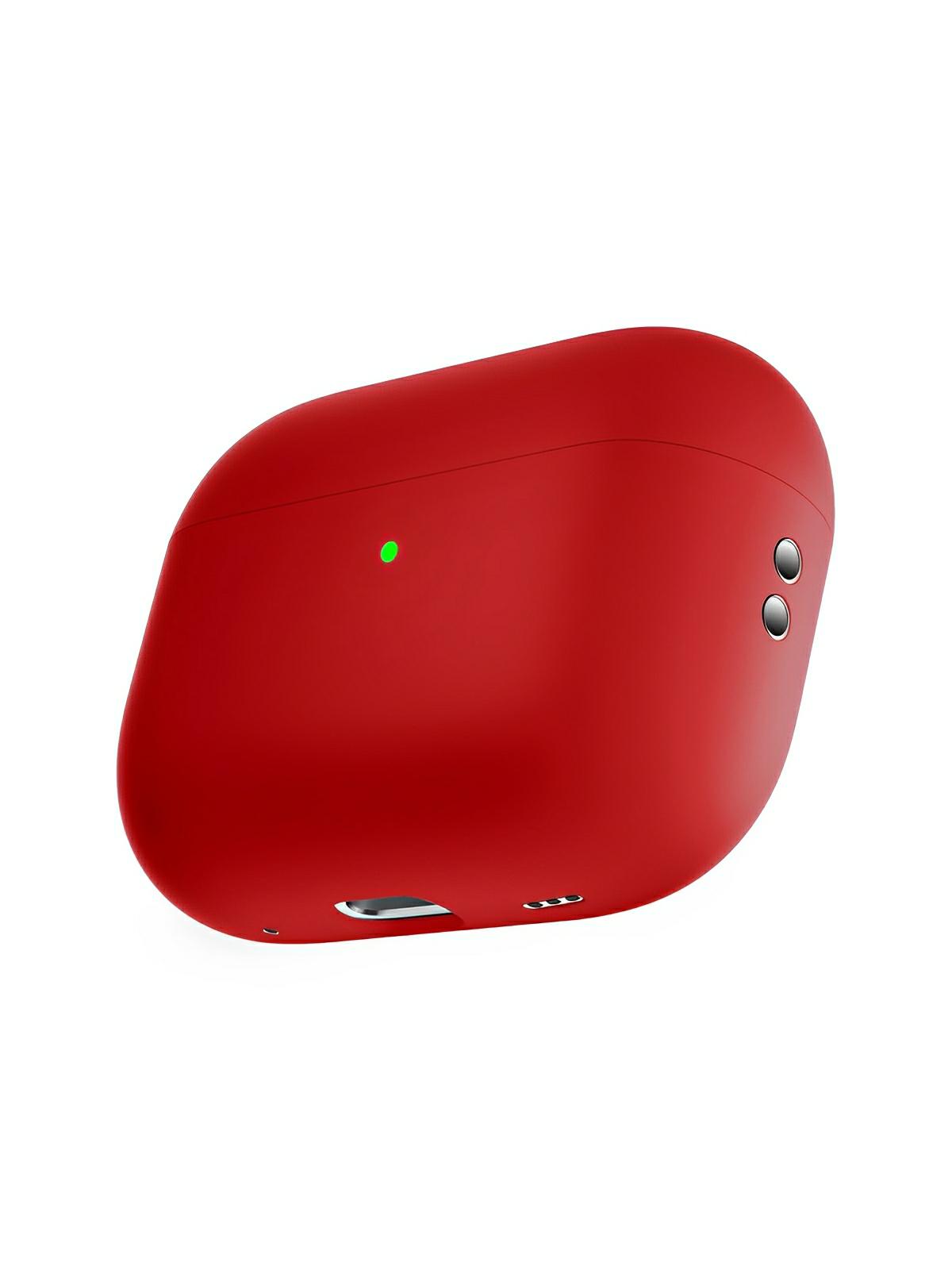 Coque en silicone pour AirPods Pro 1 Pro 2, protection souple, LED visible, charge filaire, design uni, modèle Toko - Écouteurs sans fil - Rouge