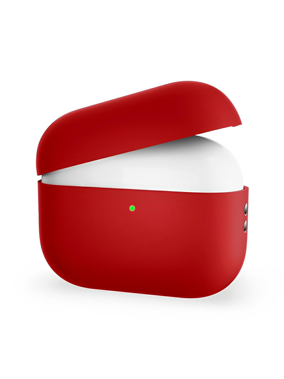 Coque en silicone pour AirPods Pro 1 Pro 2, protection souple, LED visible, charge filaire, design uni, modèle Toko - Écouteurs sans fil - Rouge