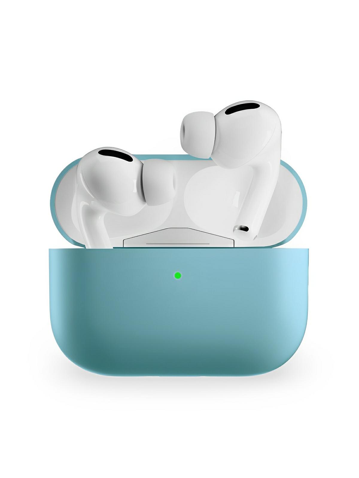 Coque en silicone pour AirPods Pro 1 Pro 2, protection souple, LED visible, charge filaire, design uni, modèle Toko - Écouteurs sans fil - Cyan
