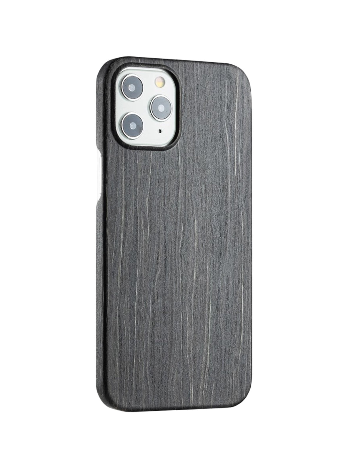 Coque iPhone bois naturel, protection raffinée, design ultra - fin, toucher doux, look moderne, compatible charge sans fil, modèle Cyril - Coque iPhone - Ébène Givrée iPhone 12
