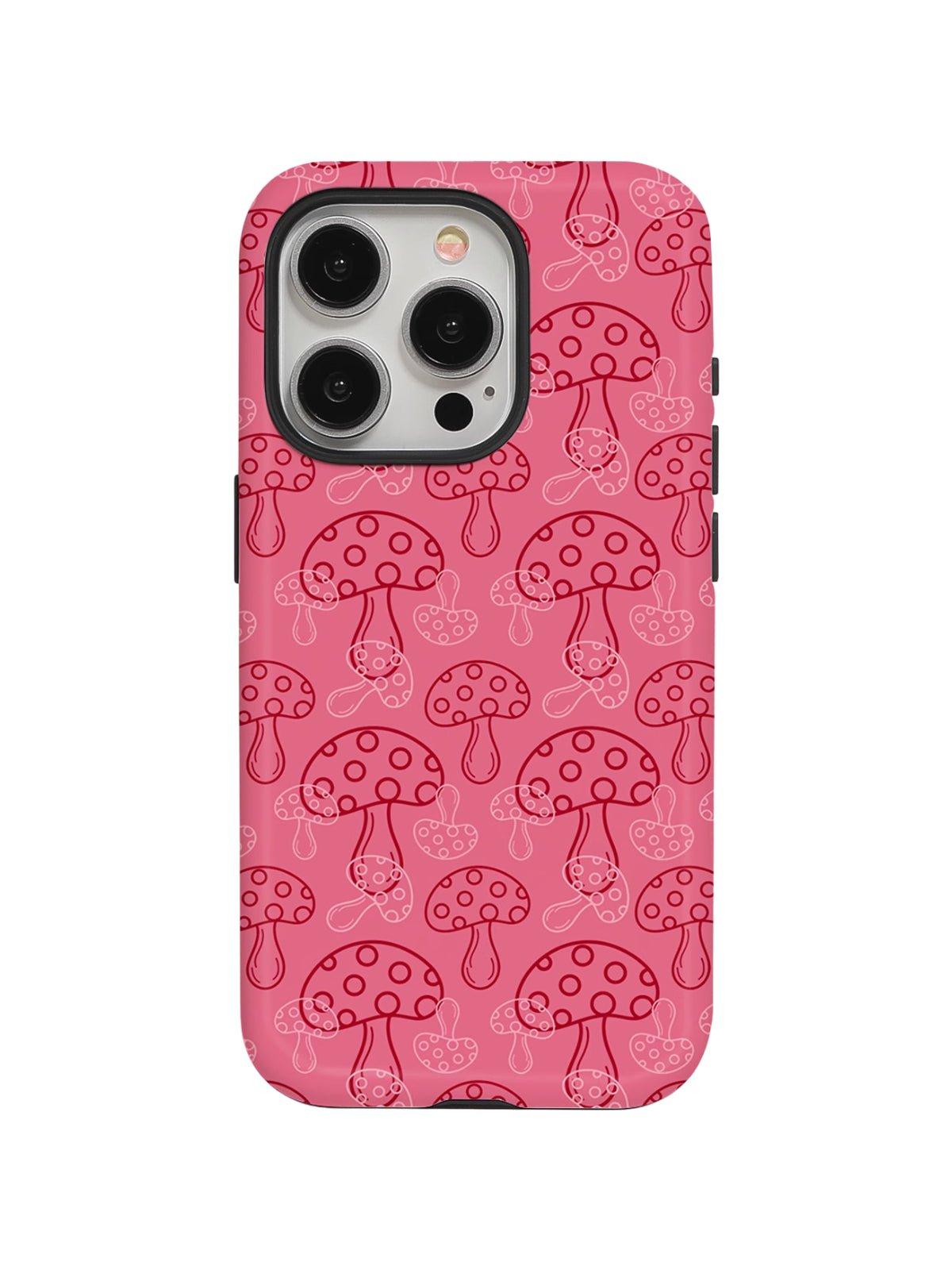 Coque iPhone champignons rose, protection anti - choc, finition mate, motif ludique, compatible MagSafe, modèle Chipie - Coque iPhone - Rose iPhone X