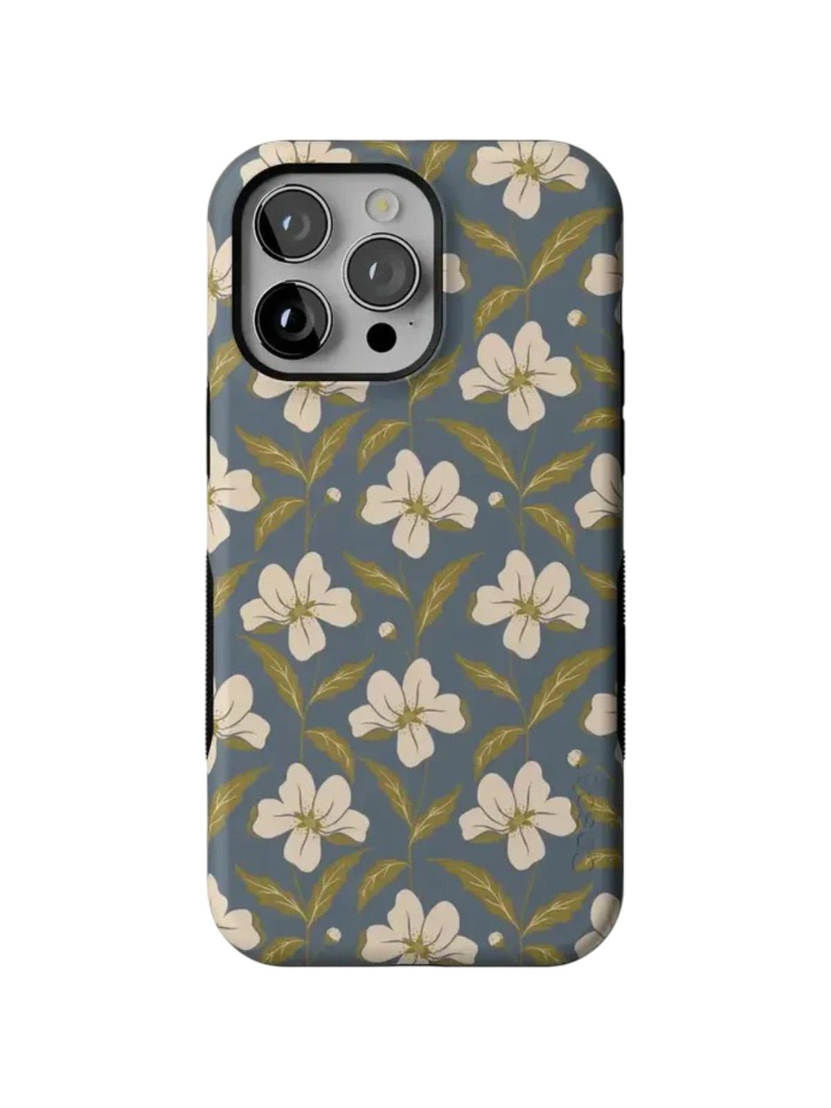 Coque iPhone fleurs, protection MagSafe, motif floral bleu, anti - choc, surface mate, compatible charge sans fil, style romantique champêtre, modèle Evelyne - Coque iPhone - Bleu iPhone XR