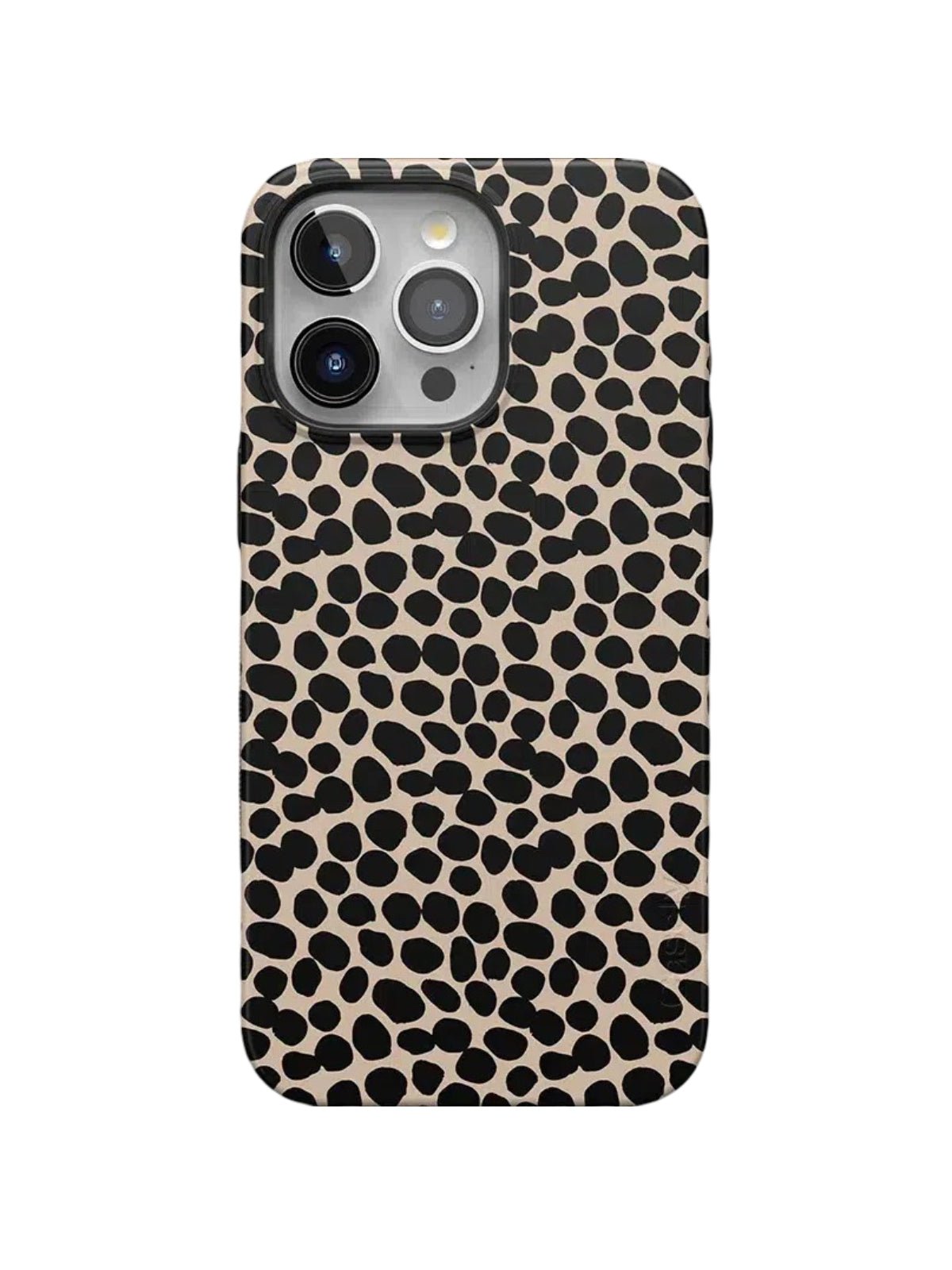 Coque iPhone imprimé léopard, protection antichoc aimantée, design taches noires, surface douce mate, compatible MagSafe, modèle Yira - Coque iPhone - Beige et noir iPhone X