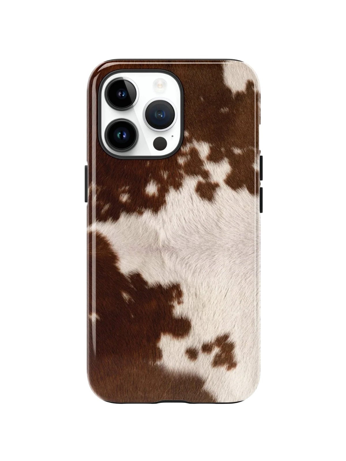 Coque iPhone imprimé vache marron blanc, coque rigide aimantée MagSafe, imprimé animalier réaliste, coque protectrice fine, magsafe, modèle Colta - Coque iPhone - Marron et blanc iPhone 13