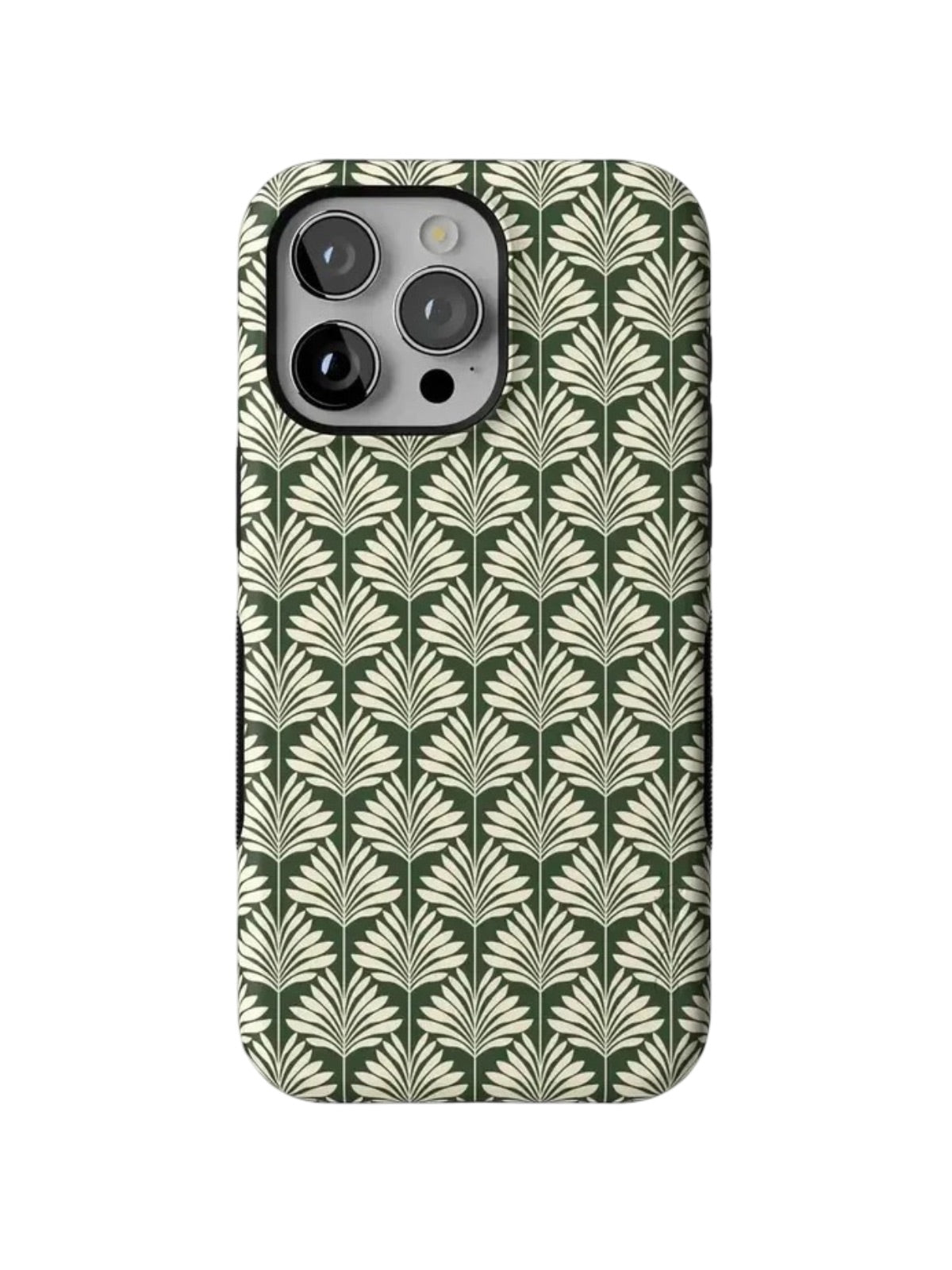 Coque iPhone magnétique double couche motif végétal, protection renforcée, compatibilité MagSafe, texture matte ou brillante, style graphique, toucher doux, modèle Térane - Coque iPhone - Vert foncé iPhone X