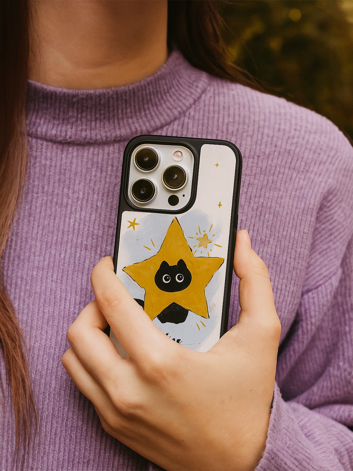 Coque iPhone magnétique, motif chat étoile, protection anti - traces, style INS, adorable, finition mate, compatible MagSafe, modèle Apy - Coque iPhone - Blanc iPhone 12