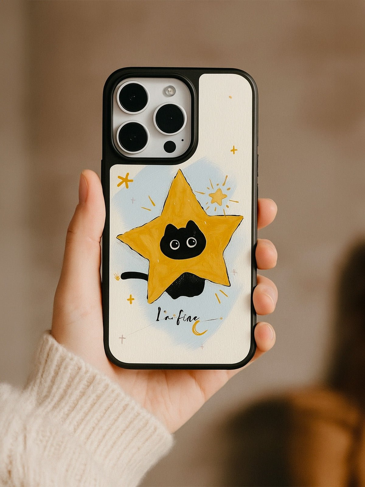 Coque iPhone magnétique, motif chat étoile, protection anti - traces, style INS, adorable, finition mate, compatible MagSafe, modèle Apy - Coque iPhone - Blanc iPhone 12