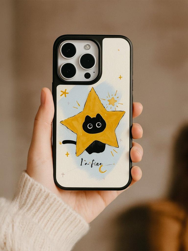 Coque iPhone magnétique, motif chat étoile, protection anti - traces, style INS, adorable, finition mate, compatible MagSafe, modèle Apy - Coque iPhone - Blanc iPhone 12