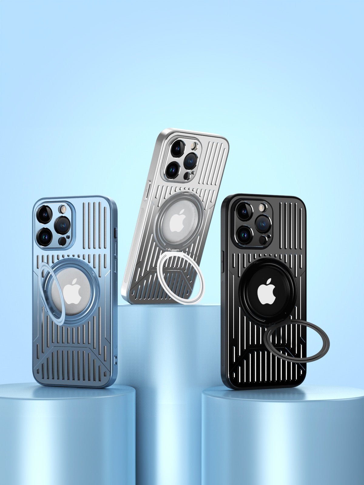 Coque iPhone magnétique, support rotatif, protection renforcée, design métallique, fonction anti - traces, modèle Erio - Coque iPhone - Noir iPhone 12