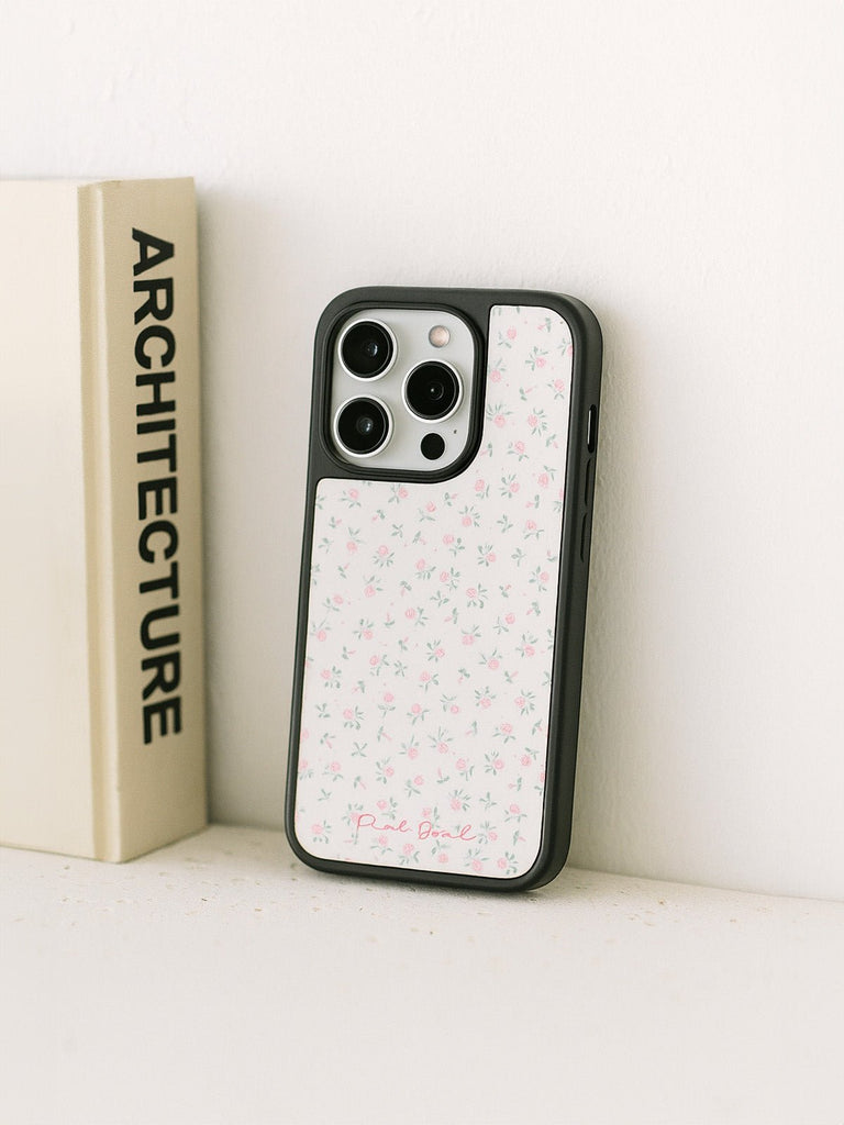 Coque iPhone motif fleurs roses, protection renforcée, design mat, anti - choc, compatible sans fil, style romantique, modèle Ionela - Coque iPhone - Blanc iPhone 12