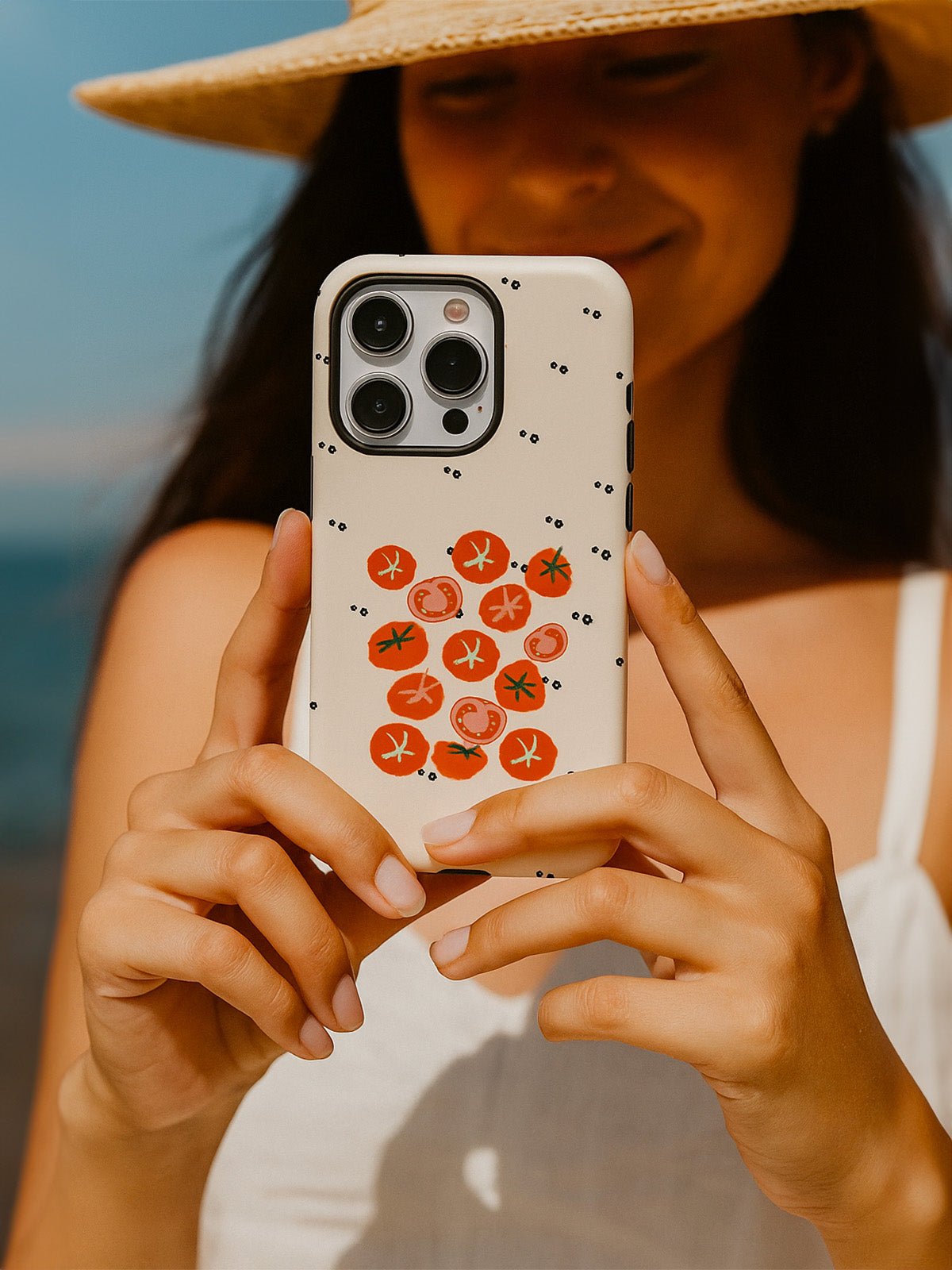 Coque iPhone motif tomates, protection renforcée anti - choc, finition mate, design créatif, compatible charge sans fil, modèle Tama - Coque iPhone - Blanc iPhone XR