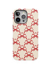 Coque iPhone nœuds rouges, design ruban cadeau, protection antichoc, motif original, coque rigide et fine de Noël, modèle Dérima - Coque iPhone - Crème et rouge iPhone X
