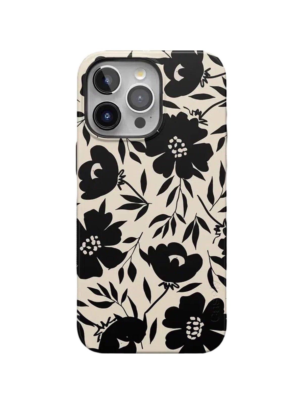 Coque iPhone noir et blanc, motif floral graphique, protection antichoc, finition mate ou brillante, compatible MagSafe, modèle Psica - Coque iPhone - Noir et blanc iPhone 11