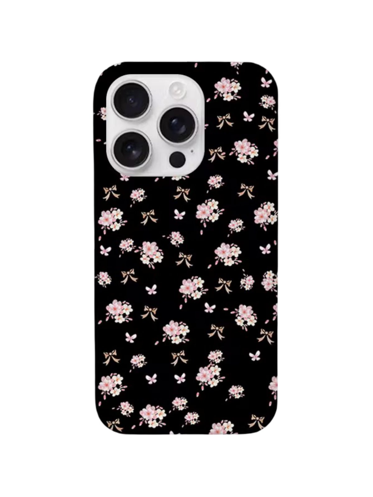 Coque iPhone noire fleurs sakura, motif floral délicat, protection intégrale antichoc, surface mate, design raffiné, modèle Sakura - Coque iPhone - Noir iPhone XR