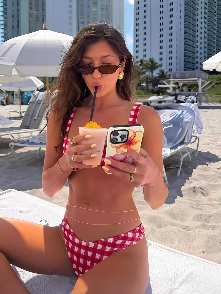 Coque iPhone, protection anti - choc, impression numérique, style artistique, coque rigide fine, compatible MagSafe, modèle Kaelith - Coque iPhone - Beige iPhone 13