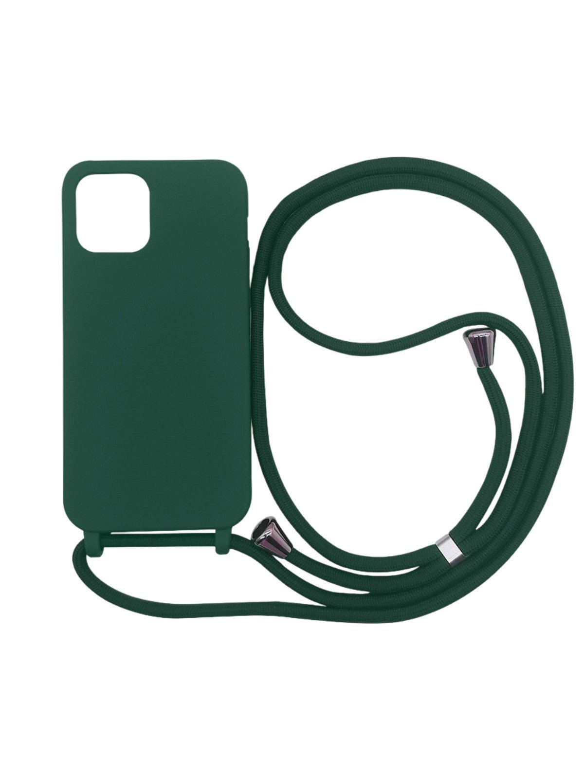 Coque iPhone, protection intégrale, avec anneaux et cordon de sécurité, angles renforcés, fine et légère, compatible MagSafe, modèle Tresure - Coque iPhone - Vert foncé iPhone 13