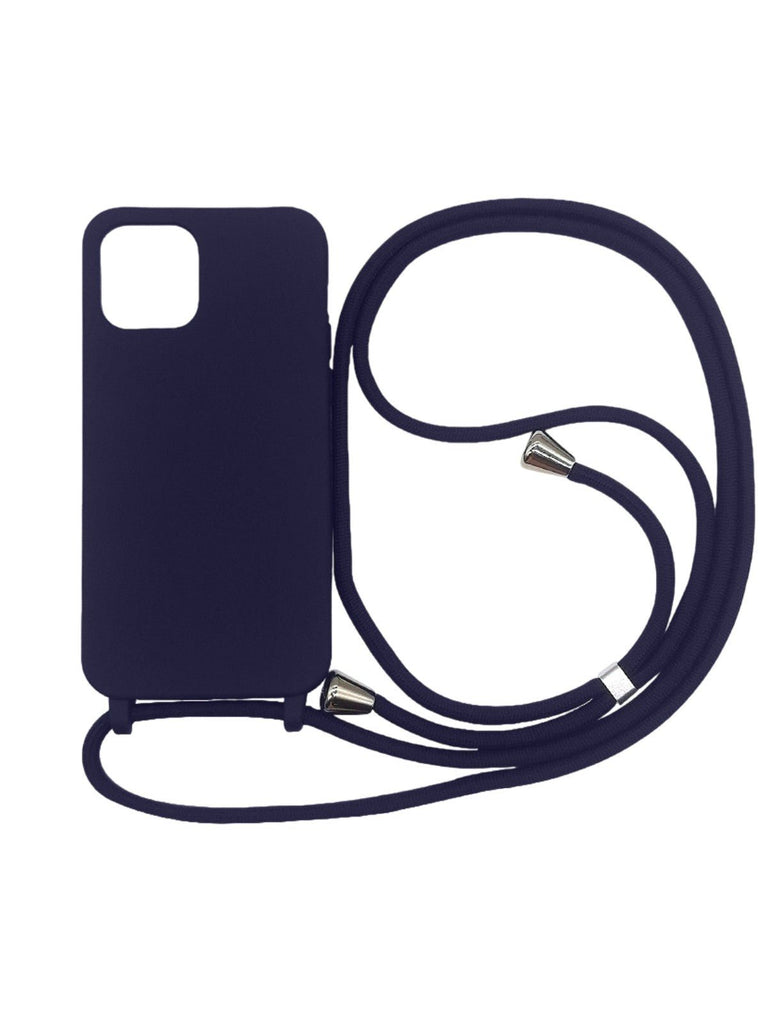 Coque iPhone, protection intégrale, avec anneaux et cordon de sécurité, angles renforcés, fine et légère, compatible MagSafe, modèle Tresure - Coque iPhone - Bleu marine iPhone 13