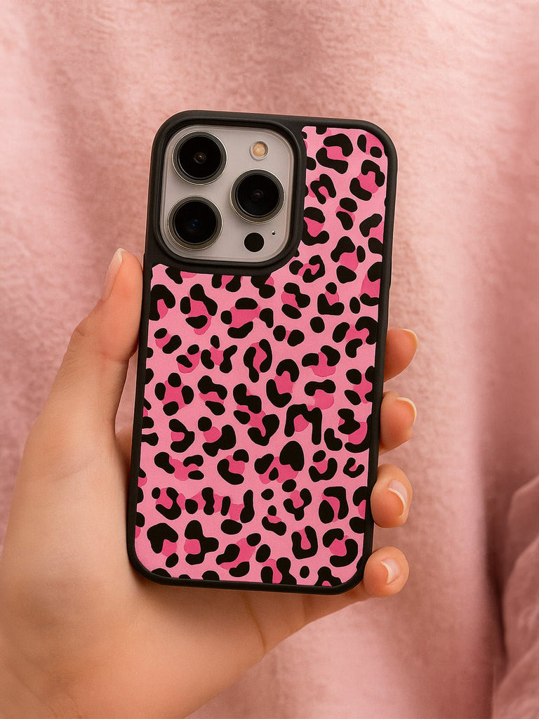 Coque iPhone rose léopard, protection magnétique, style tendance, finition verre lisse, compatible charge sans fil, design original, modèle Zao - Coque iPhone - Rose iPhone 12