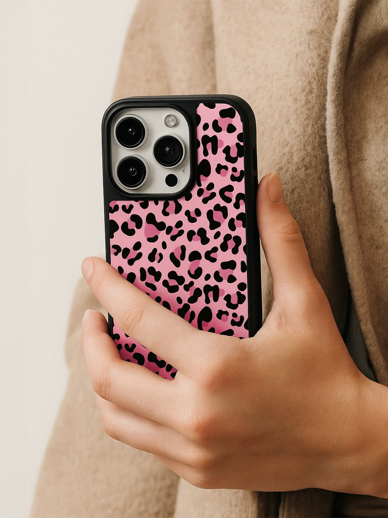 Coque iPhone rose léopard, protection magnétique, style tendance, finition verre lisse, compatible charge sans fil, design original, modèle Zao - Coque iPhone - Rose iPhone 12