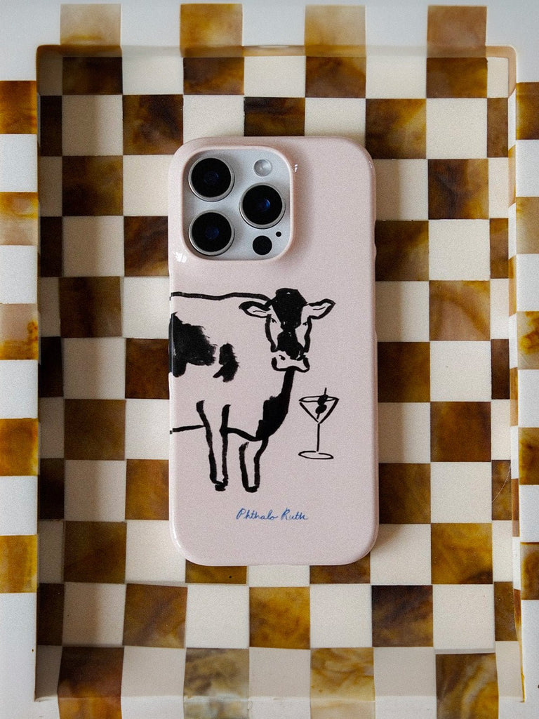 Coque iPhone vache cocktail, design original, protection anti - choc, finition brillante, compatible charge sans fil, modèle Margua - Coque iPhone - Beige iPhone 13