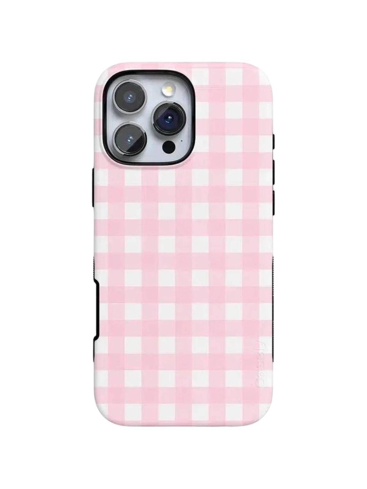 Coque iPhone Vichy Rose, coque rose à carreaux, coque rigide antichoc, coque magnétique iPhone, coque douce mate design, coque tendance pastel, modèle Damia - Coque iPhone - Rose iPhone X