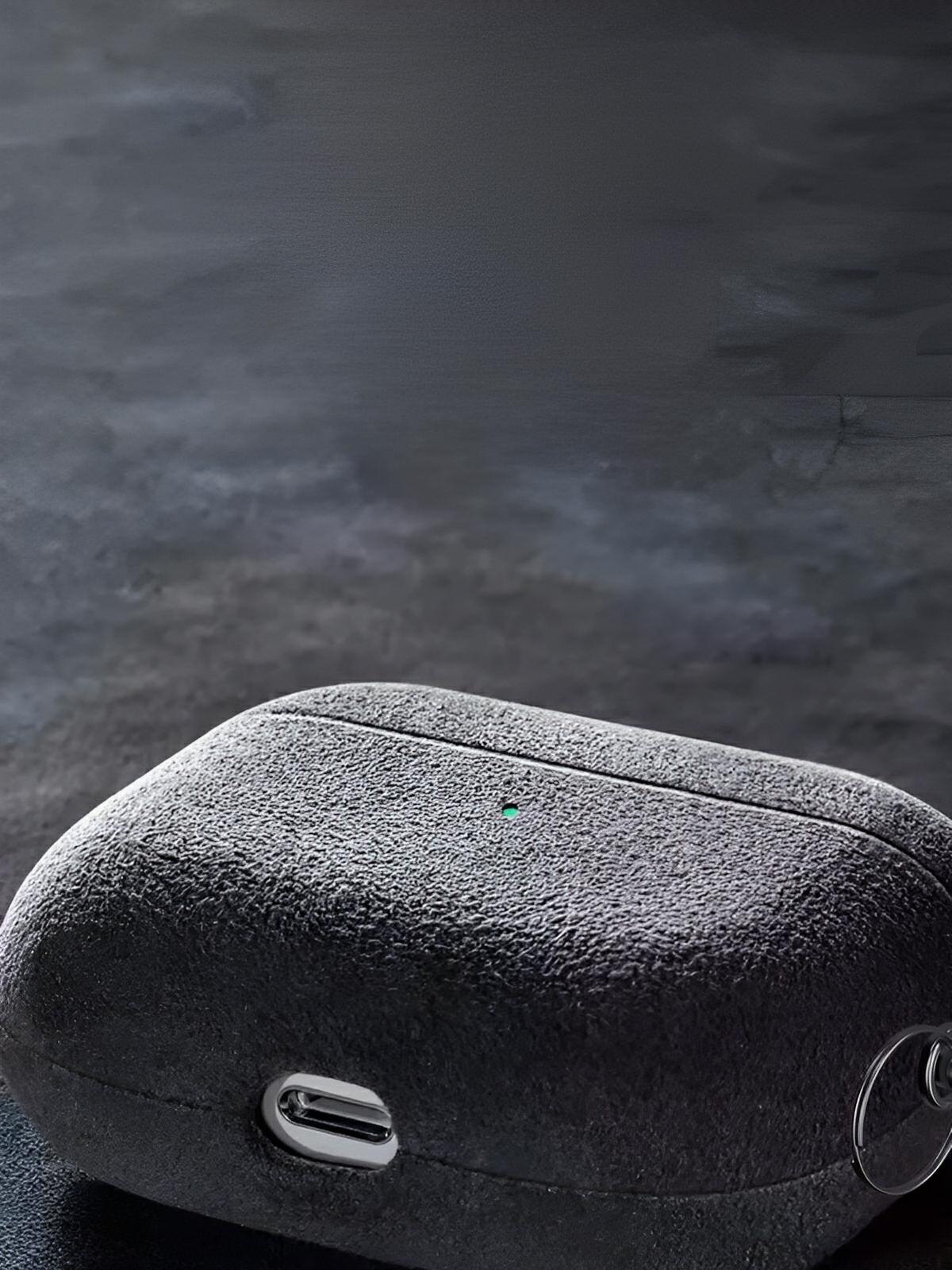 Coque pour AirPods Pro et Pro 2 en simili vegan, toucher doux, magnétique, compatible charge sans fil, modèle Alga - Écouteurs sans fil - Gris