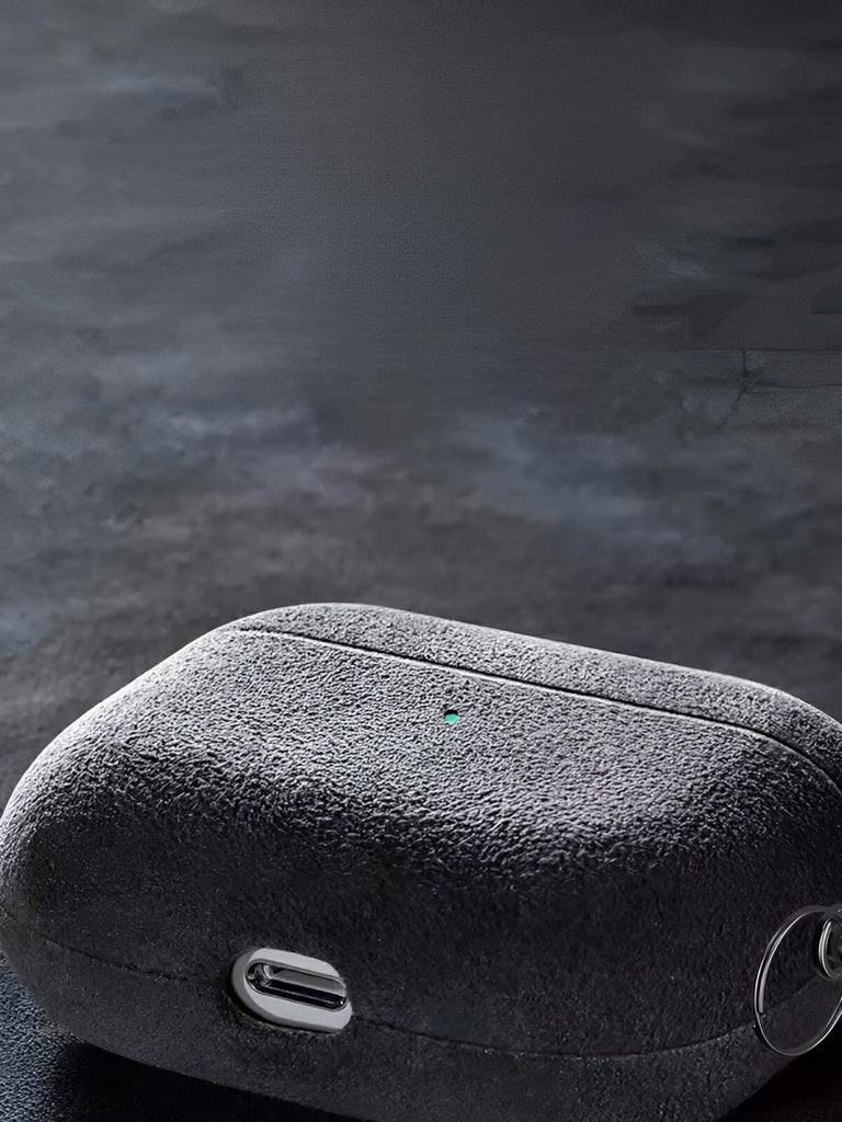 Coque pour AirPods Pro et Pro 2 en simili vegan, toucher doux, magnétique, compatible charge sans fil, modèle Alga - Écouteurs sans fil - Gris