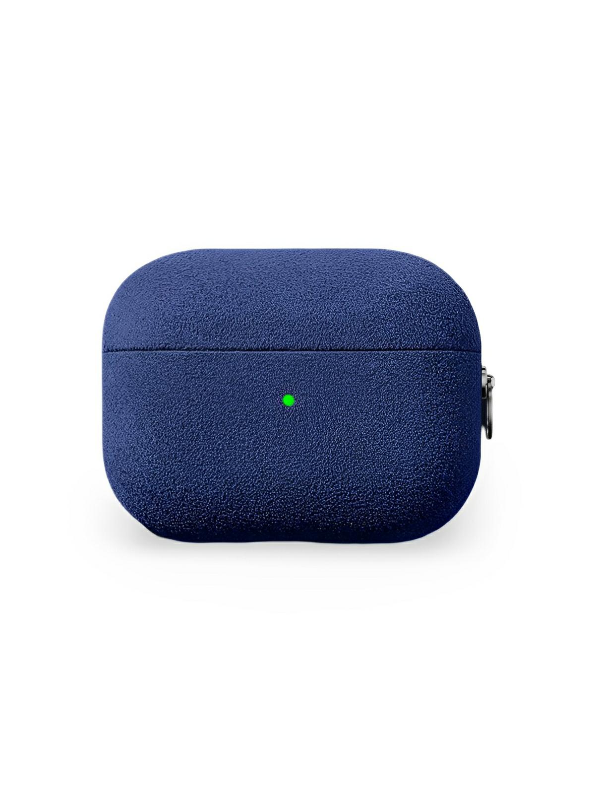 Coque pour AirPods Pro et Pro 2 en simili vegan, toucher doux, magnétique, compatible charge sans fil, modèle Alga - Écouteurs sans fil - Bleu