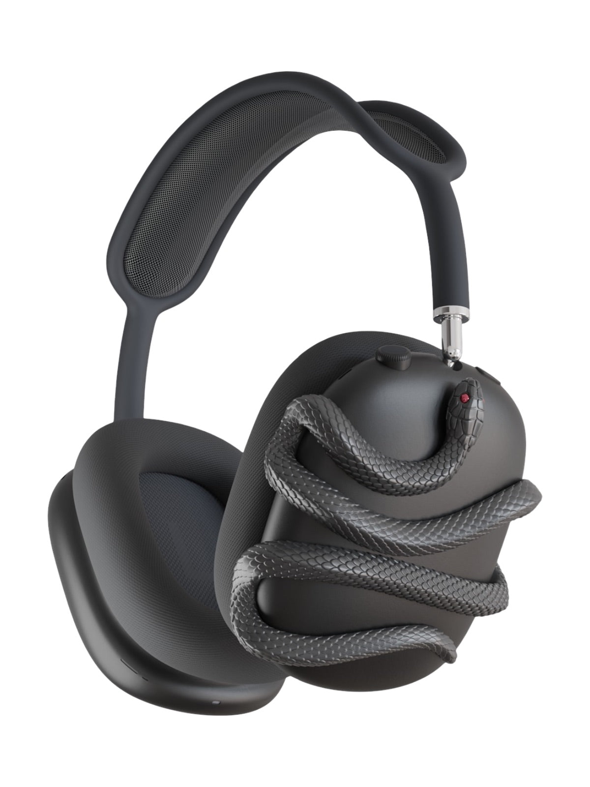 Coque protectrice AirPods Max Snake, étui rigide décor serpent, résine légère, compatible Apple AirPods Max 1/2, design original, accessoire audio premium, modèle Aurélion - Accessoire AirPods Max - Noir