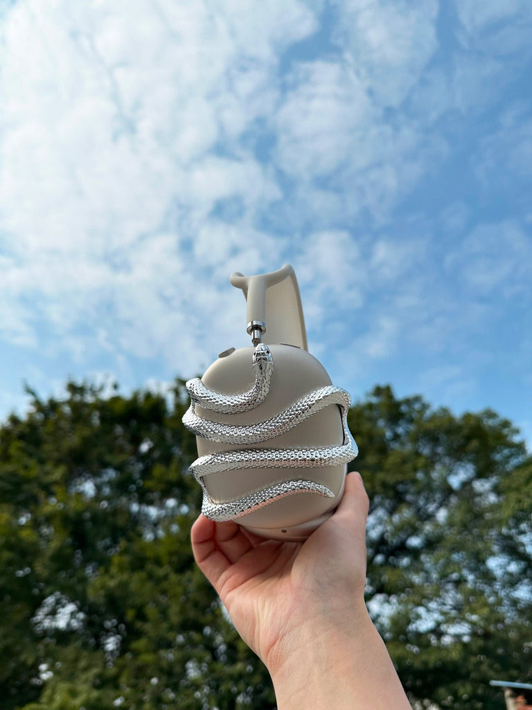 Coque protectrice AirPods Max Snake, étui rigide décor serpent, résine légère, compatible Apple AirPods Max 1/2, design original, accessoire audio premium, modèle Aurélion - Accessoire AirPods Max - Noir