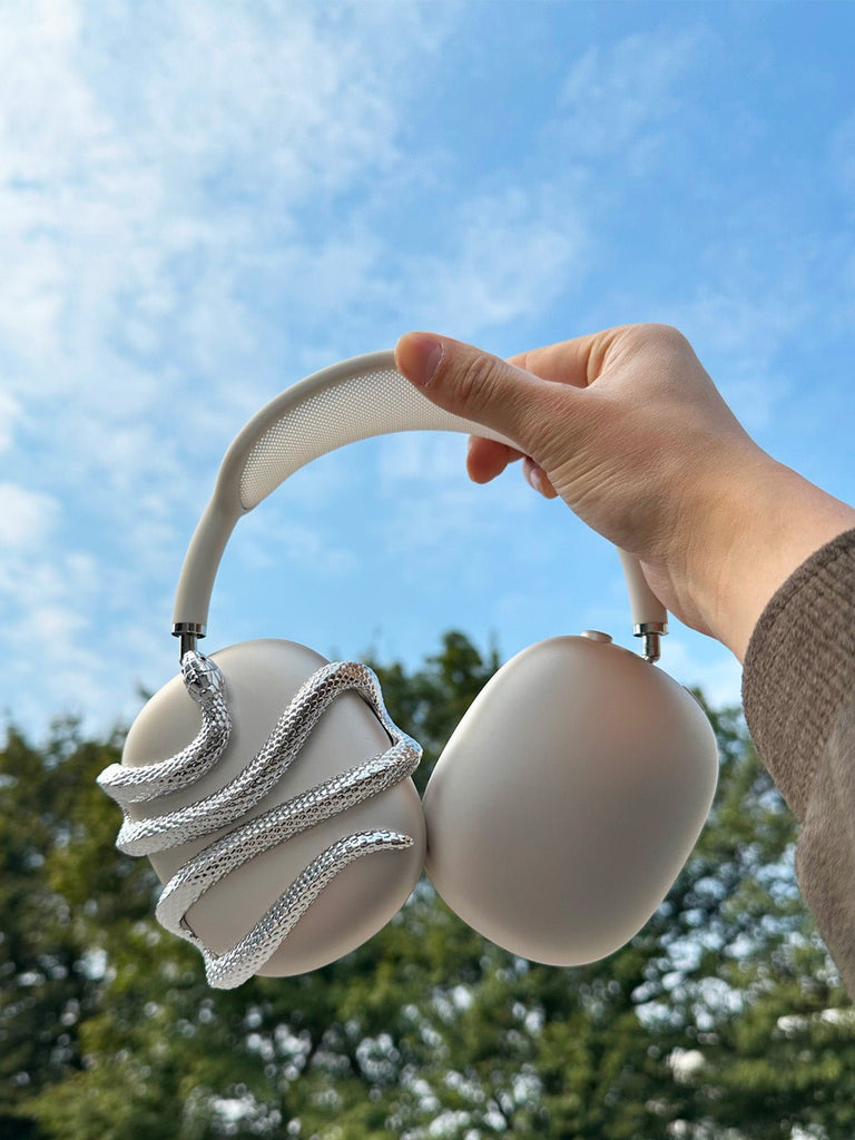 Coque protectrice AirPods Max Snake, étui rigide décor serpent, résine légère, compatible Apple AirPods Max 1/2, design original, accessoire audio premium, modèle Aurélion - Accessoire AirPods Max - Noir