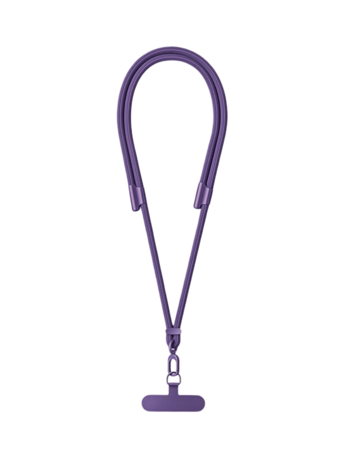 Cordon de téléphone, tour de cou réglable, cordon anti - chute smartphone, sangle tressée polyester, mousqueton métal robuste, modèle Bastine - Cordon de téléphone - Violet